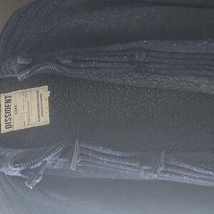 Sherpa lined b'ful chunky knit Navy Blue Cardigan ribbed edging by Dissident